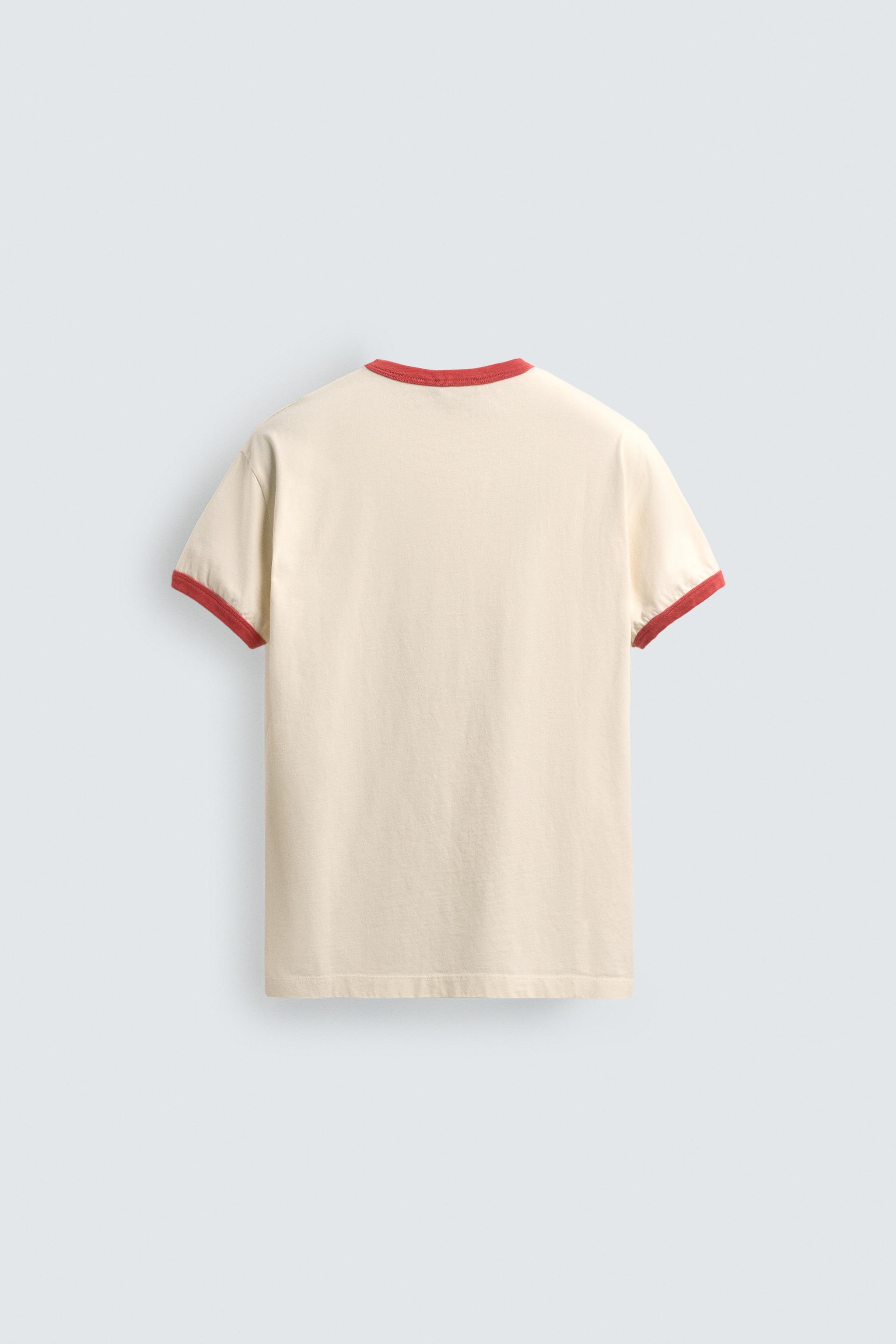 CONTRAST HEART RIBBED T-SHIRT